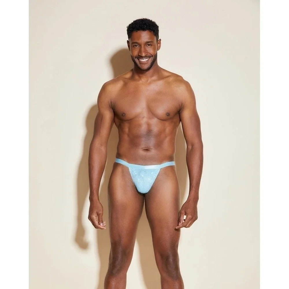 Cosabella Men's Italian Lace Thong Maldives Blue Luxury Stretch Lace Size S
